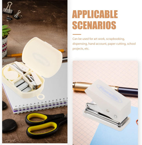 Staplers for Desk Mini Stapler 1 Set Desk Accessory Kits 3 in 1 Desktop Stapler Hole Punch Tape Dispenser Office Supplies Set for Office Home Stat...