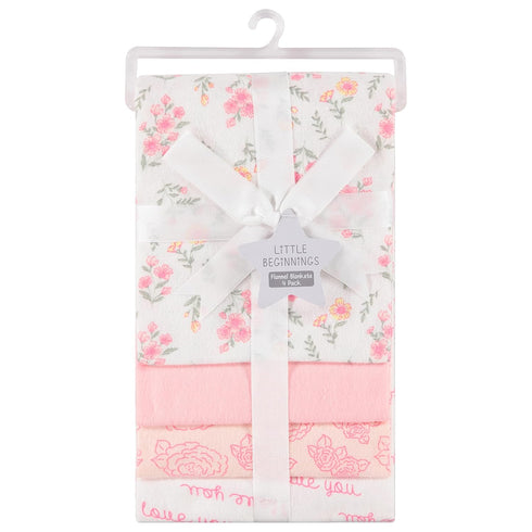 Buttons and Stitches Cudlie 4 Pack Receiving Blankets, Soft Receiving Blankets for Baby Boy and Baby Girl...