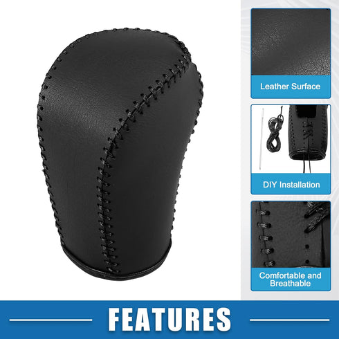 Gear Shifting Knob Cover Automatic Transmission Lever Trim for Honda Civic 10th Gen 2016-2021 PU Leather Black...