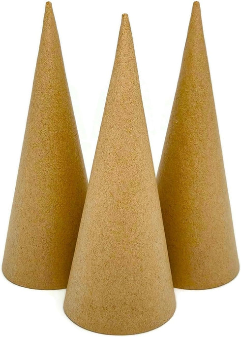 AllStellar Paper Mache Cones Open Bottom 8.8x3.5 in. Set of 3 (Small Plus) - For DIY Art Projects, Crafts and Decorations!...