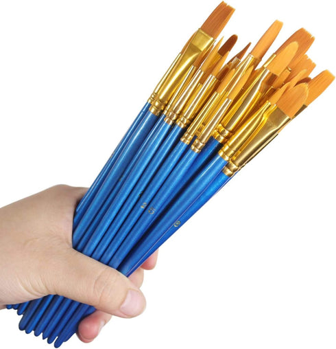 Acrylic Paint Brush Set, 5 Packs / 50 pcs Nylon Hair Brushes for All Purpose Oil Watercolor Painting Artist Professional Kits...