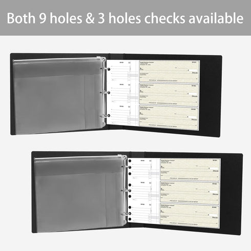 3 Rings Business Check Binder for 3 on a Page Checks, Fit 3 & 9 Holes Check (9"x11 1/4")...