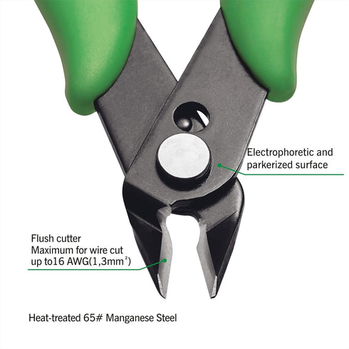 KATA 5 Inch Micro Wire Cutter, Precision Mini Flush Cutters and Clean Cut Pliers for Electronics, Model, Jewelry, Model Kits, Green...