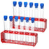 2 Sets Test Tubes with Rack Clear Plastic Test Tubes with Caps and 6 Holes Holder Rack Nurse Party Decorations Shot Tubes for Scientific Experimen...