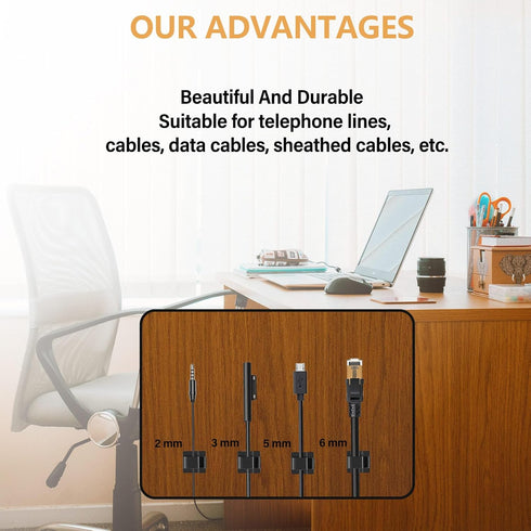 70PCS Cable Clips Set with 3M Adhesive and Nails, Upgraded Wire Holders for Cable Management, Desk & Wall Organizer for Ethernet, Car, Dash Cam, C...