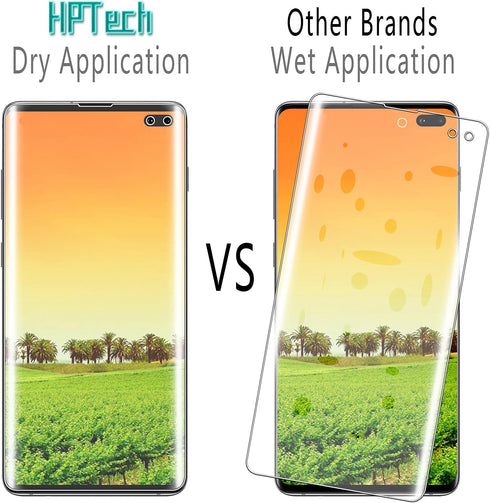 HPTech 2-Pack Screen Protector For Samsung Galaxy S10 Plus Full Coverage PET Film, HD Clear, Bubble Free, Case Friendly...