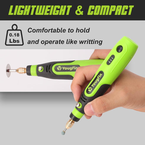 Yougfin Mini Cordless Rotary Tool, 3-Speed and USB Charging Rotary Tool Kit with 44 Accessories, Multi-Purpose 3.6V Power Rotary Tool for Sanding,...