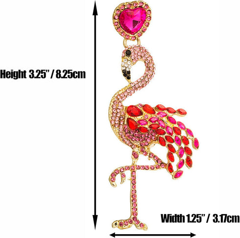 Pink Flamingo Earrings for Women - Fun and Sparkly Crystal Earring Accessories - Dangle Drop Flamingo Jewelry – Gorgeous Glam Pink Flamingo Earrin...