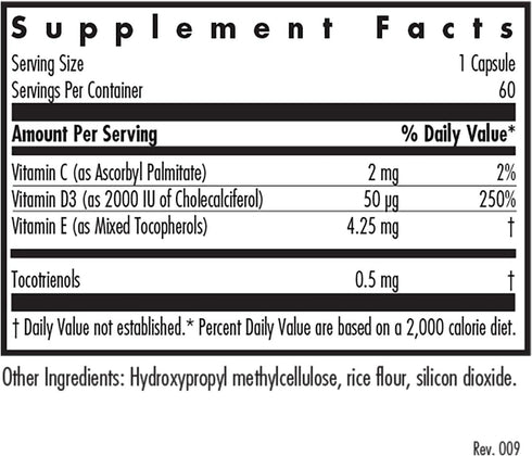 Allergy Research Group Super D3 Dietary Supplement - Bone & Immune Support, Cholecalciferol with C & E, Vegetarian Capsules, Gluten Free - 60 Coun...