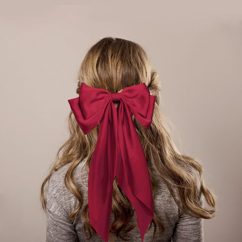Hair Bows for Women Satin Silk Hair Bow Hair Ribbons Oversized Long Tail Bow Hair Clips Large Hair Ribbon Barrettes Metal Clips Bowknot Cute Girls...