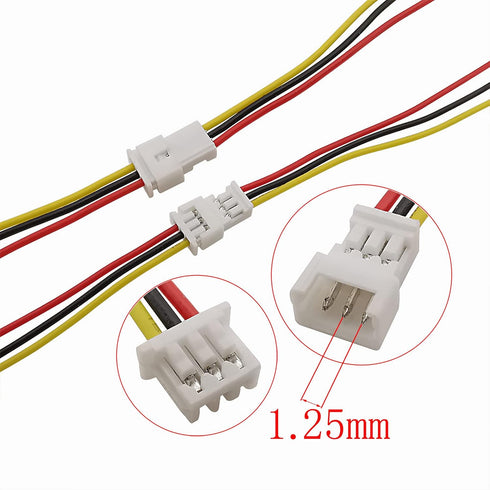 Micro Jst 1.25 Wire Connectors, 20Pairs/40pcs 1.25mm 3 Pin Jst Male and Female Connector Plug with Wires Cables Kit for LED Light 100mm...
