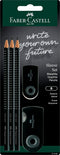 Faber-Castell Sleeve Set Black - 3 x Grip 2001 B Pencils, 1 x Sleeve mini eraser, 1 x Sleeve twin sharpening box...