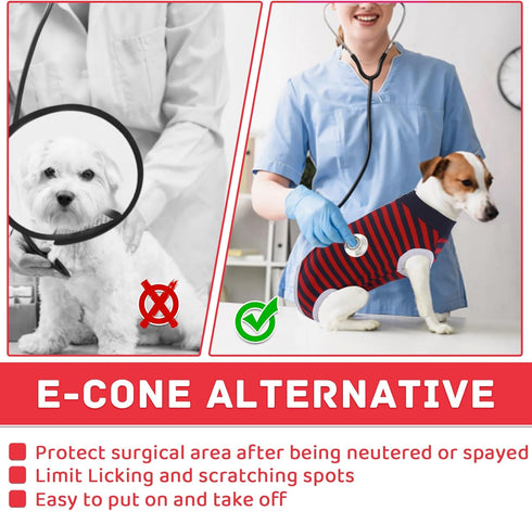 Recovery Suit for Dogs, Pet Recovery Suit After Surgery, Male Female Dog Neuter, Abdominal Surgical Suit, Striped Puppy Doggy Onesie Snugly Vest f...