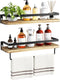 AMADA HOMEFURNISHING Bathroom Shelves with Towel Bar, Floating Shelves, Wall Shelves for Bathroom/Living Room/Kitchen/Bedroom, Light Brown Shelves...