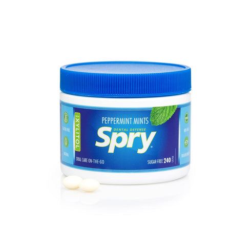 Spry Xylitol Peppermint Sugar Free Candy - Promote Oral Health, Increase Saliva Production, Stop Bad Breath, Non-GMO, Gluten-Free, 240 Count (Pack...