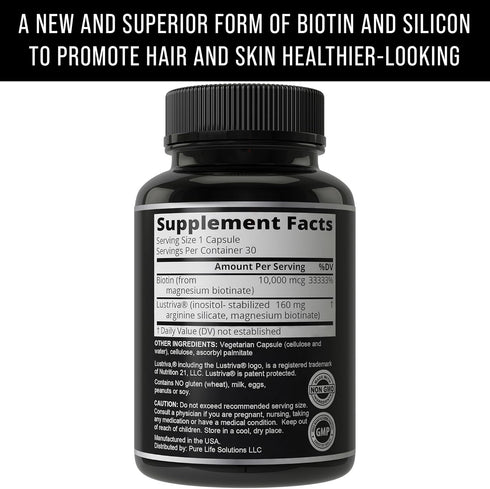 Lustriva + Biotin 10000mcg - Clinically Tested & Proven for Hair Growth & Skin in A Double-Blind Study. Hair & Skin Vitamins Supplement That Enhan...