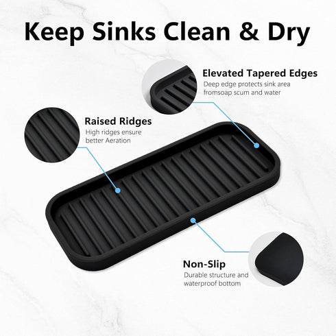Silicone Sponge Holder Kitchen Sink Organizer Tray Dish Caddy Soap Dispenser, Scrubber Spoon Holder,Dishwashing Accessories 2 Pack (Black)...