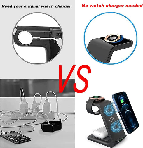 3 in 1 Wireless Charger, Watch Charger for Watch 6/SE/5/4/3/2, Charging Station for Multiple Devices for pods Pro/2/Phone 13/13 Pro/13 Pro Max/12/...