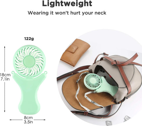 OUTXE Personal Necklace Mini Fan 3000mAh Hands-Free Portable Fan USB 3 Settings, Folding Electric Cooling Fan Handheld Fan...