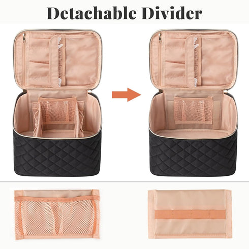 OCHEAL Makeup Bag, Large Travel Cosmetic Bags for Women Washable Make Up Bag Organizer Train Case -Large,Black...
