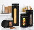 Glass Canister Set of 4 for Sugar, Matte Black Kitchen Counter Decor and Accessories...