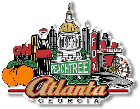 Atlanta City Magnet by Classic Magnets, 3D Rubber Vintage-Style Collectible Souvenirs and Gifts Made in The USA, 4.2" x 3.2"...