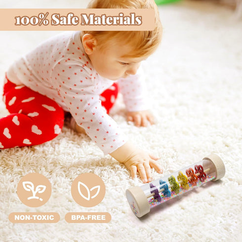 Baby Rain Stick, 7.7’’ Rain Stick Baby Toy for 6-12 Months, Rain Sticks for Kids, Rain Stick Rattle Shaker Baby Toys, Sensory Developmental Toy fo...