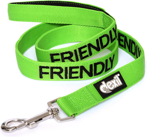 FRIENDLY Green Color Coded 2 4 6 Foot Padded Dog Leash (Known As Friendly) PREVENTS Accidents By Warning Others of Your Dog in Advance (Standard L...