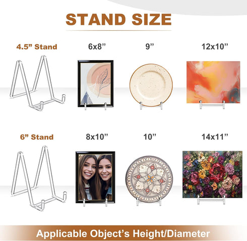 Plate Stands for Display 4.5 Inch Clear Acrylic Square Holder Stand Picture Frame Stand Holder Easel for Book, Decorative Plate, Plaque, Photo, Pl...