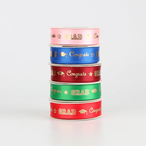 Graduation Ribbon Congrats Grad Maroon Red and Gold Satin Ribbon Use for Gift Wrapping,Graduation Party Decoration (Maroon-Grad)...