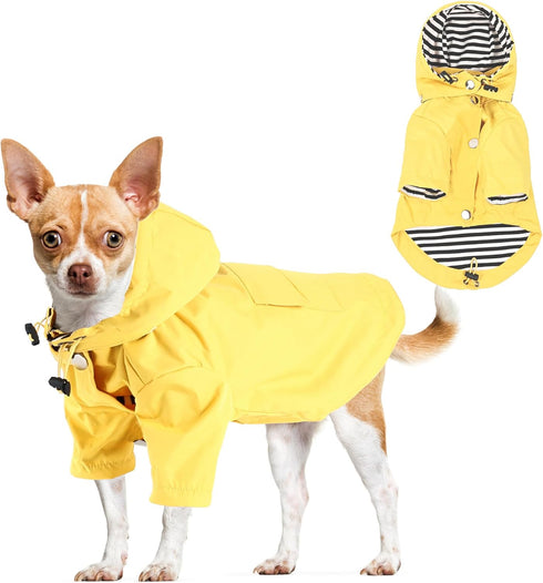 Dog Raincoat with Hood, Adjustable Pet Water Proof Lightweight Rain Jacket Poncho Puppy Rainwear for Small Medium Puppy (Yellow, XL)...