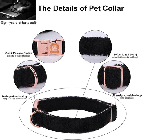 MR. CHUBBYFACE Winter Dog Collar Adjustable Christmas Pet Collar Black Fleece Dog Collar for Small Medium Large Dogs...
