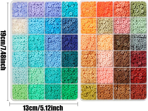 6600pcs+ Clay Bead for Bracelet Making Kit, 48 Colors Spacer Heishi Beads Flat Round Polymer Clay Beads Friendship Bracelet DIY Jewelry Making for...