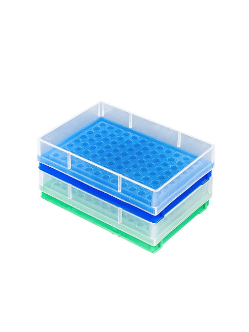 96 Wells PCR Tube Rack for 0.2ml 0.1ml Strips Tubes, The Lid is for Non-Skirted PCR Plate Pack of 2...