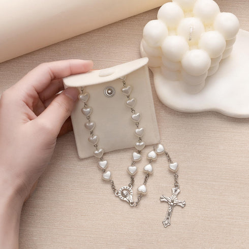 Rosary Beads Catholic for Women - Confirmation Gifts for Teenage Girl, Heart Rosary With Pink Button Bag, Exquisite Gifts for Women...