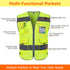 TCCFCCT High Visibility Vest 9 Pockets Hi Vis Reflective Safety Vest for Men Women, Construction Vest with Reflective Strips, Meets ANSI/ISEA Stan...