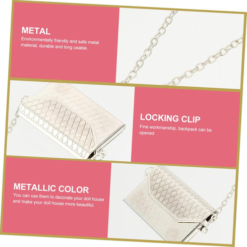 Toyvian 2pcs Dollhouse Metal Bag Doll Handbags Miniature Handbag Mini Metal Handbag Mini Doll House Model Accessories Handbag Bjd Dollhouse Bag La...