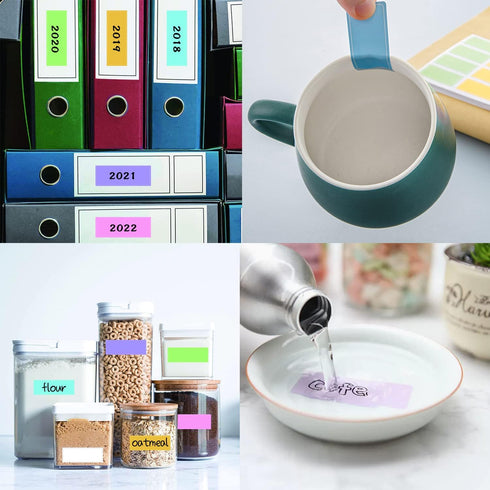 80pcs Color Blank Waterproof Self-Adhesive Labels, Removable Labels Stickers for Daycare,Jars,Food Containers,Baby Water Bottles,Office and Kids S...