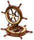 Nagina International 4" Small Rosewood Crafted Brass Ring Ship Wheel | Pirate's Adult Nautical Decor Steering Wheel | Maritime Nursery Decor...