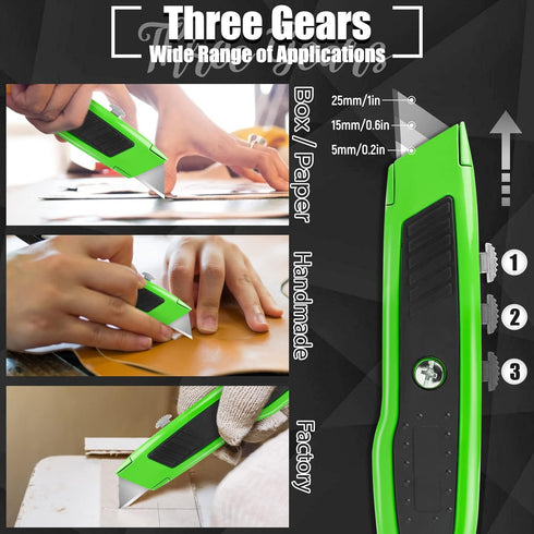Jetmore 2 Pack Box Cutter Utility Knife with Extra 10 SK5 Blades & Anti-slip Rubber Handle, Box Cutter Retractable, Portable Box Opener Razor Knif...