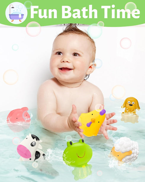 Farm Animals Baby Bath Toys for Kids Toddler Ages 1-3, No Hole Bathtub Pool Toys for 1 2 3 Year Old Boy Girl Birthday, Toddler Toys...