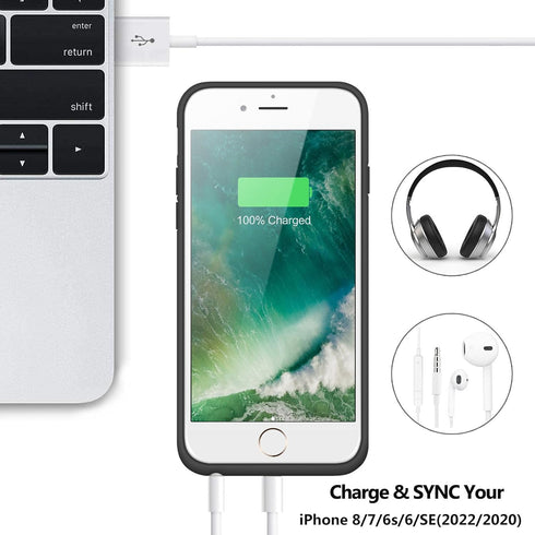 Pxwaxpy Battery Case for iPhone 8/7/6s/6/SE(2022/2020), 6000mAh Rechargeable Charging Case for iPhone 8/7 Portable Battery Pack for iPhone 6s/6/SE...