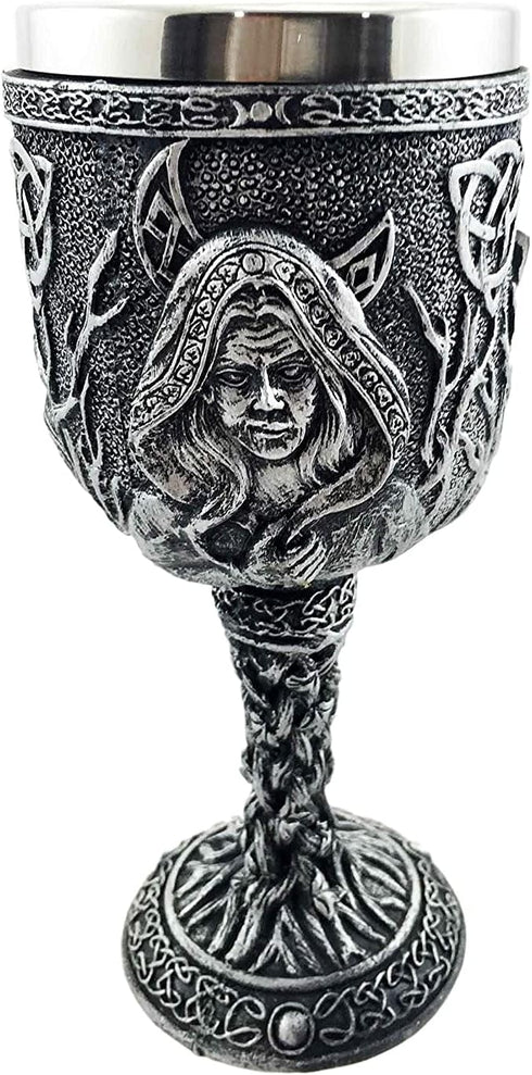 Ebros Celestial Celtic Triple Goddess Maiden Mother Crone Pagan Wiccan Wine Drink Goblet Chalice Figurine Wicca Occult Decor Home Kitchen And Dini...