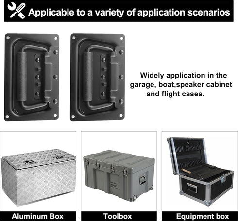 2Pcs Recessed Spring Loaded Speaker Handles, 5.1" x 3.15" Chest Cabinet Speaker Case Handles, Black...