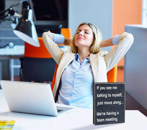 Funny Office Desk Decor Box Sign,Engineered Wood - Home Office Decorations Supplies for Women - Cute Cubicle Desk Accessories...
