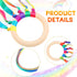 12 Pcs Rainbow Ribbon Wooden Waldorf Toys Creative Waldorf Hand Kite Set Streamers with Wood Ring Sensory Learning Educational Toy for Playroom Da...