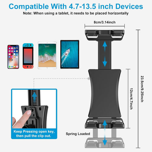 Updated Tablet Mount Holder for Mic Stand, Adjustable Microphone Music Stand iPad Phone Holder Stand, Compatible with iPad, iPhone, Android, All 4...
