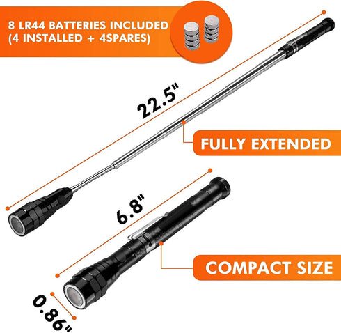 LED Magnetic Pickup Tool, Gifts for Men Dad Him Boyfriend Husband, Cool Gadget with LED Lights, Extendable Neck, Telescoping Pick Up Magnet Stick ...