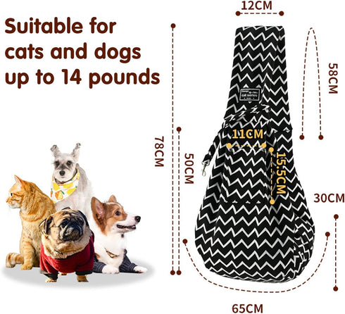 Pet Dog Sling Carrier Bag - Small Dog Purse Cat Puppy Dogs Front Carrier with Pockets and Safety Buckle, Chest Carrying Pouch Bags for Pet Traveli...