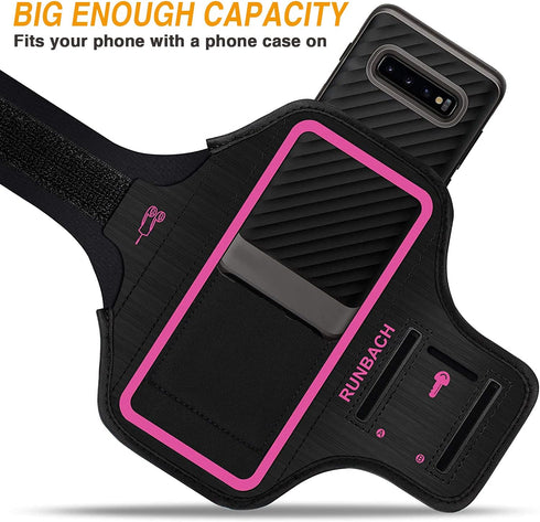 Armband for Samsung Galaxy S25+/S24+/S23+/S22+/S20+/S10+/S9+/S8+, Running Exercise Gym Bag with Key Holder and Card Slot (Pink)...